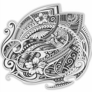 HIBISCUS POLYNESIAANS STAMMENBLOK STICKER