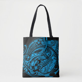 HIBISCUS POLYNESIAANSE TRIBAL LTblue Tote Bag