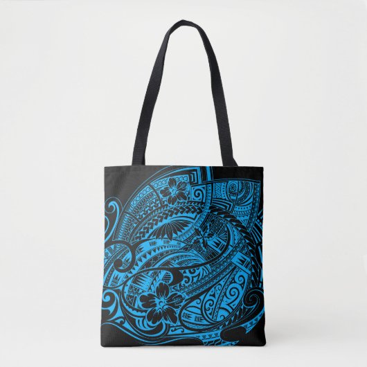 HIBISCUS POLYNESIAANSE TRIBAL LTblue Tote Bag (Voorkant)