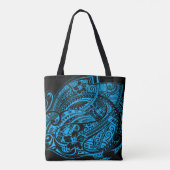 HIBISCUS POLYNESIAANSE TRIBAL LTblue Tote Bag (Achterkant)