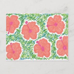 Hibiscus Pop Art Pattern Briefkaart
