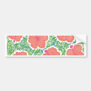 Hibiscus Pop Art Pattern Bumpersticker