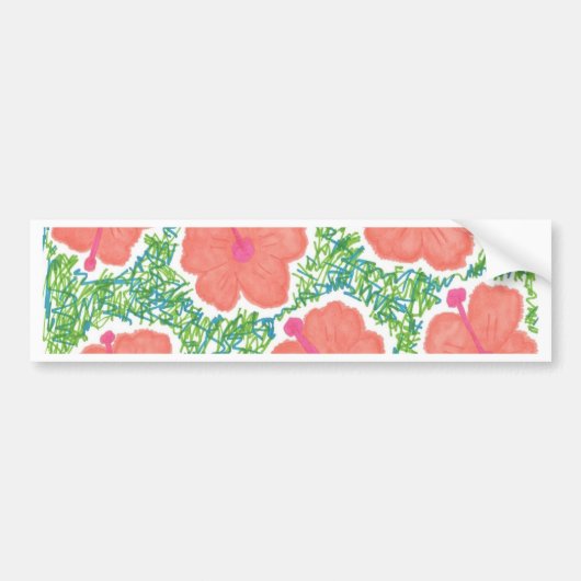 Hibiscus Pop Art Pattern Bumpersticker (Voorkant)