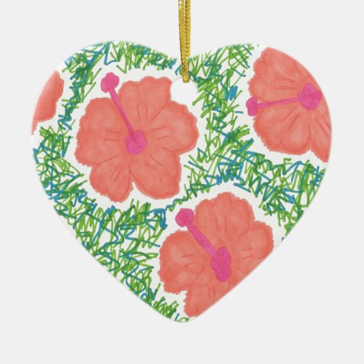 Hibiscus Pop Art Pattern Keramisch Ornament (Voorkant)