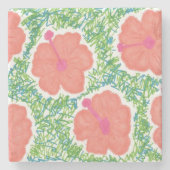 Hibiscus Pop Art Pattern Stenen Onderzetter (Voorkant)