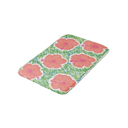 Hibiscus Pop Pattern Bath Mat (Gekanteld)