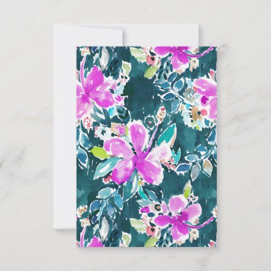 HIBISCUS POP Tropische Waterverf Floral Flat Card Kaart (Voorkant)