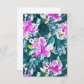 HIBISCUS POP Tropische Waterverf Floral Flat Card Kaart (Voorkant / Achterkant)