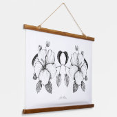 Hibiscus Poster B&W Inktekening Hangend Wandkleed (Gebogen)