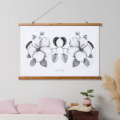 Hibiscus Poster B&W Inktekening Hangend Wandkleed (Slaapkamer)