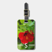 Hibiscus Red Hawaii Tropische ventilator + Initial Bagagelabel (Voorkant verticaal)