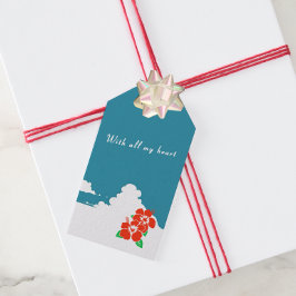 Hibiscus-red & Summer Clouds ギフトタグ Cadeaulabel