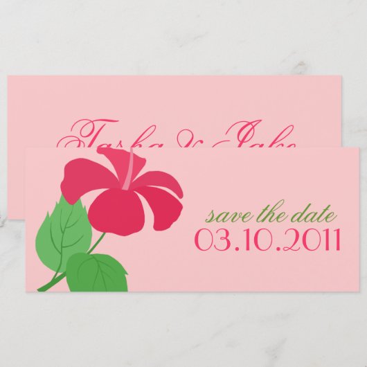 Hibiscus Reddingsaankondiging Datum Kaart (Voorkant / Achterkant)