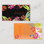 Hibiscus, Retro vettige tropische bloemen Visitekaartje (Voorkant / Achterkant)