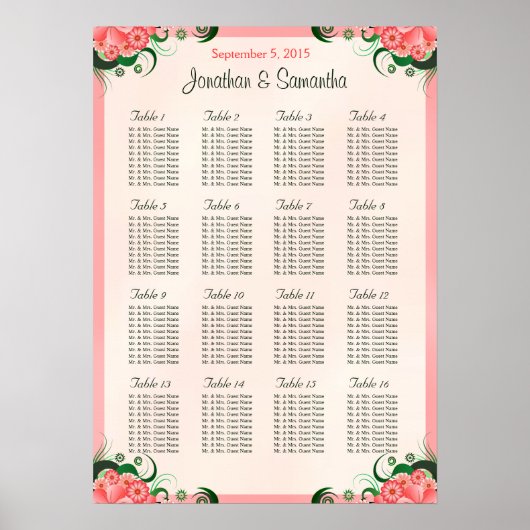 Hibiscus roze 16 Weddenschappen Zitkaarten Poster (Voorkant)
