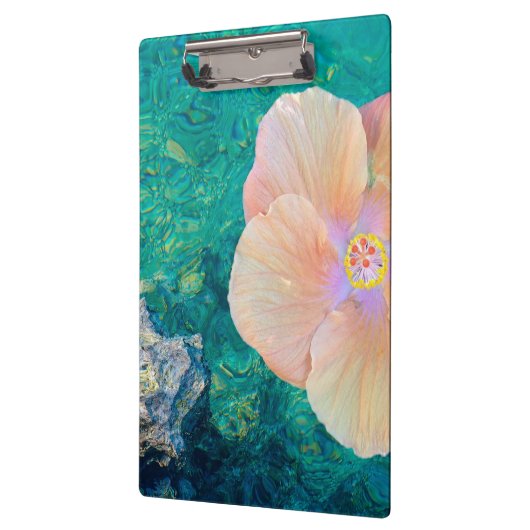 Hibiscus roze bloem turquoise oceaan Hawaïaans Klembord (Links)