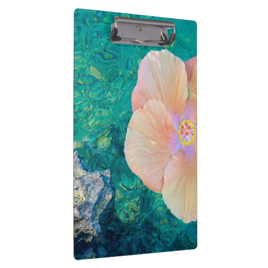 Hibiscus roze bloem turquoise oceaan Hawaïaans Klembord (Rechts)