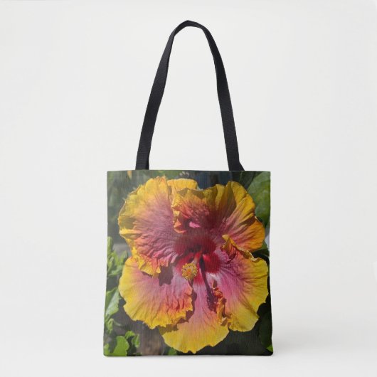 Hibiscus roze en Sinaasappel Tote Bag (Voorkant)