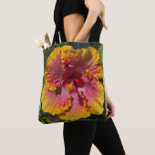 Hibiscus roze en Sinaasappel Tote Bag (Dichtbij)