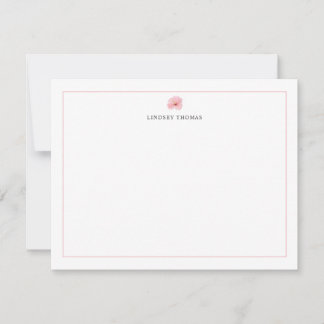 Hibiscus Roze Rand Persoonlijk Stationery Notitiekaartje
