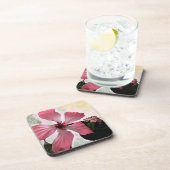 Hibiscus roze tropische bloem zomer exotische bloe bier onderzetter (Rechterzijde)