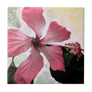 Hibiscus roze tropische bloem zomer exotische bloe tegeltje