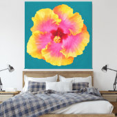 Hibiscus schilderij canvas afdruk (Insitu (Slaapkamer))