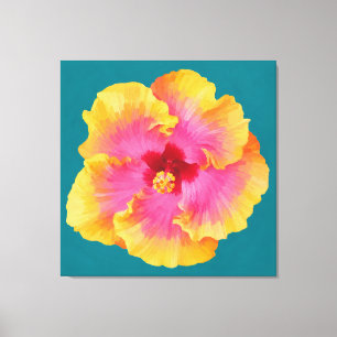 Hibiscus schilderij canvas afdruk