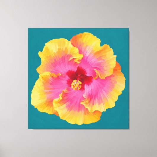 Hibiscus schilderij canvas afdruk (Voorkant)