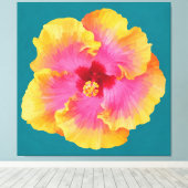 Hibiscus schilderij canvas afdruk (Insitu (Houten vloer))