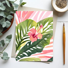 Hibiscus Schoonheid | Tropische Bloem Waterverf Briefkaart