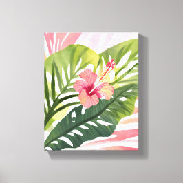 Hibiscus Schoonheid | Tropische Bloem Waterverf Canvas Afdruk