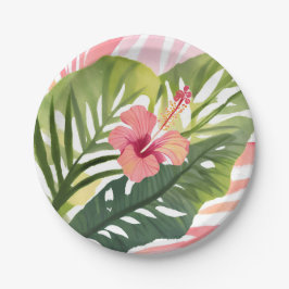 Hibiscus Schoonheid | Tropische Bloem Waterverf Papieren Bordje