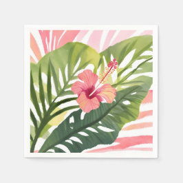 Hibiscus Schoonheid | Tropische Bloem Waterverf Servet
