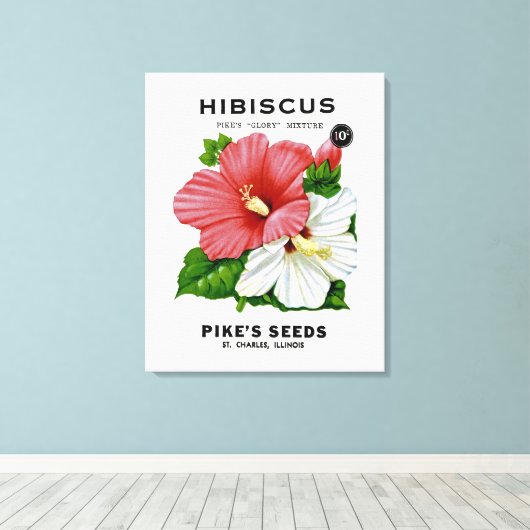 Hibiscus  Seed Packet Canvas Afdruk (Insitu (Houten vloer))