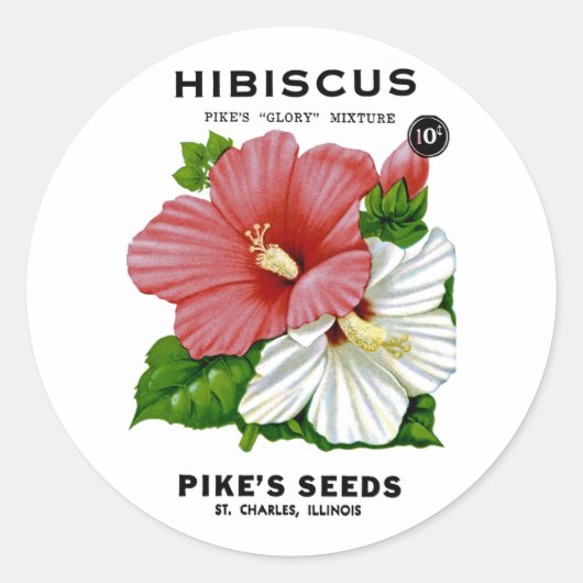 Hibiscus  Seed Packet Ronde Sticker (Voorkant)