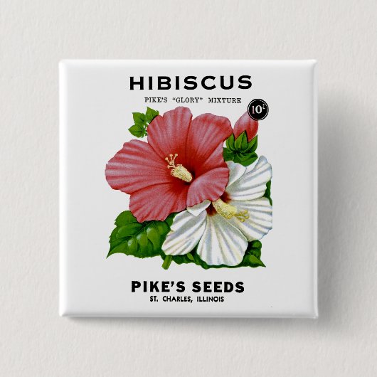 Hibiscus  Seed Packet Vierkante Button 5,1 Cm (Voorkant)