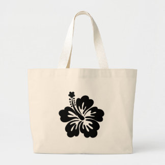 Hibiscus silhouet grote tote bag