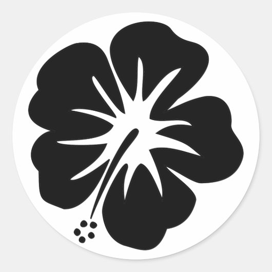 Hibiscus Sjabloon Ronde Sticker (Voorkant)