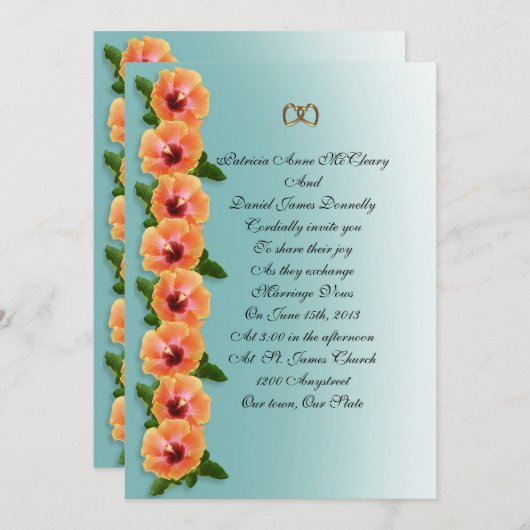 Hibiscus sjabloon voor uitnodiging (Voorkant / Achterkant)