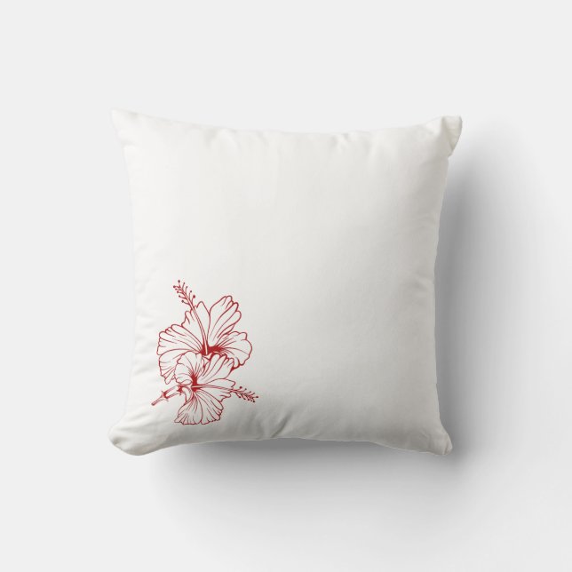 Hibiscus Square Pillow | Elegant Floral Throw Pill Kussen (Voorkant)