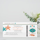 Hibiscus St. Thomas Boarding Pass Wedding Kaart (Staand voorkant)