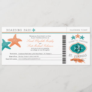 Hibiscus St. Thomas Boarding Pass Wedding Kaart