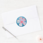 Hibiscus stickerontwerp in blauw ronde sticker (Envelop)