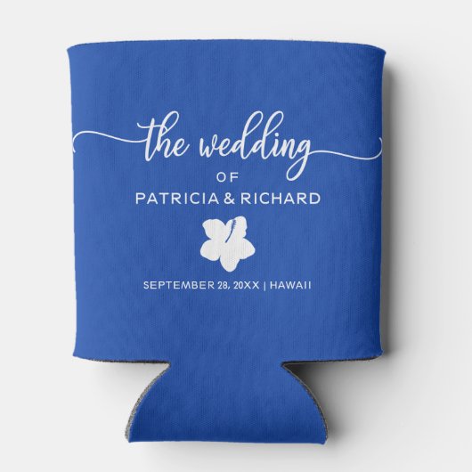 Hibiscus Strand Bestemming Bruiloft Royal Blue Blikjeskoeler (Achterkant)