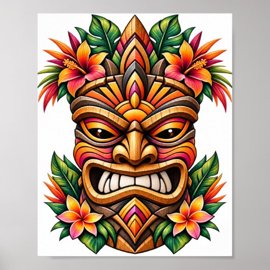 Hibiscus Sunset Tiki Poster (Voorkant)