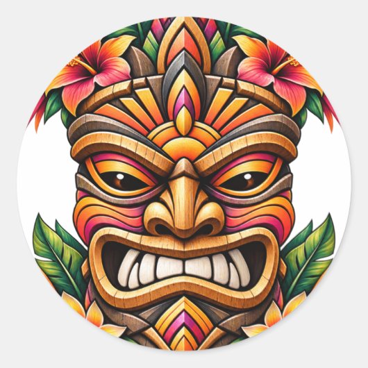 Hibiscus Sunset Tiki Sticker (Voorkant)