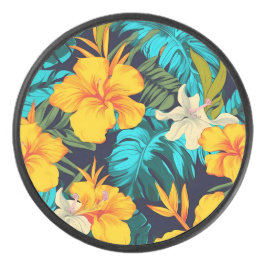 Hibiscus Sunshine Tropical Hockey Puck
