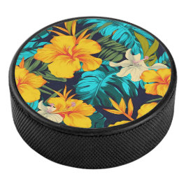 Hibiscus Sunshine Tropical Hockey Puck
