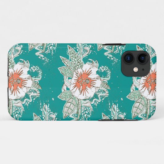 hibiscus surf retro Case-Mate iPhone case (Achterkant (horizontaal))